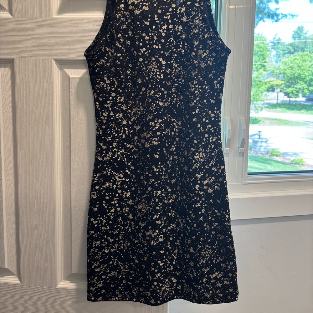 Dex Blue Sheath Midi Dress Halter Sleeveless